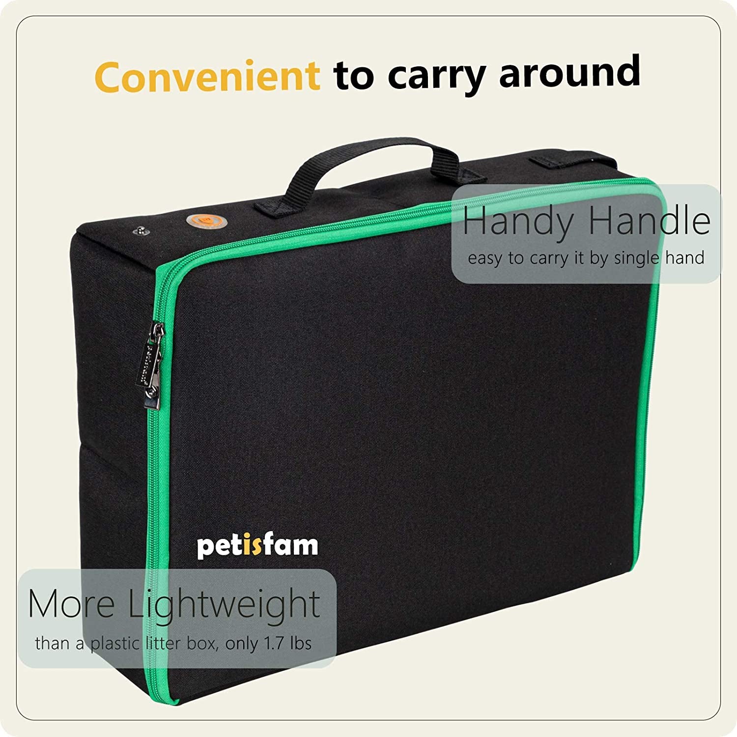 Portable Cat Travel Mobile Litter Box for Medium Cats and Kitties. Leak-Proof, Sturdy, Lightweight, Easy to Clean