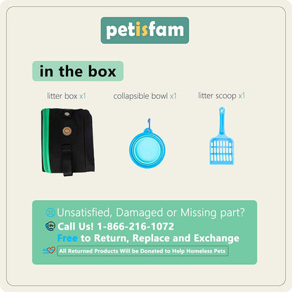 Portable Cat Travel Mobile Litter Box for Medium Cats and Kitties. Leak-Proof, Sturdy, Lightweight, Easy to Clean