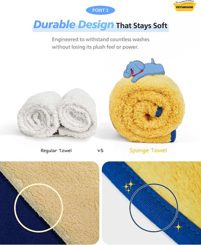 Ultra Absorbent Pet Towel | Quick-Drying, Soft Microfiber Dog & Cat Bath Towel | Lightweight, Durable, Fast Water-Soaking | Ideal for All Breeds (Medium) 15.7" X 31.5"