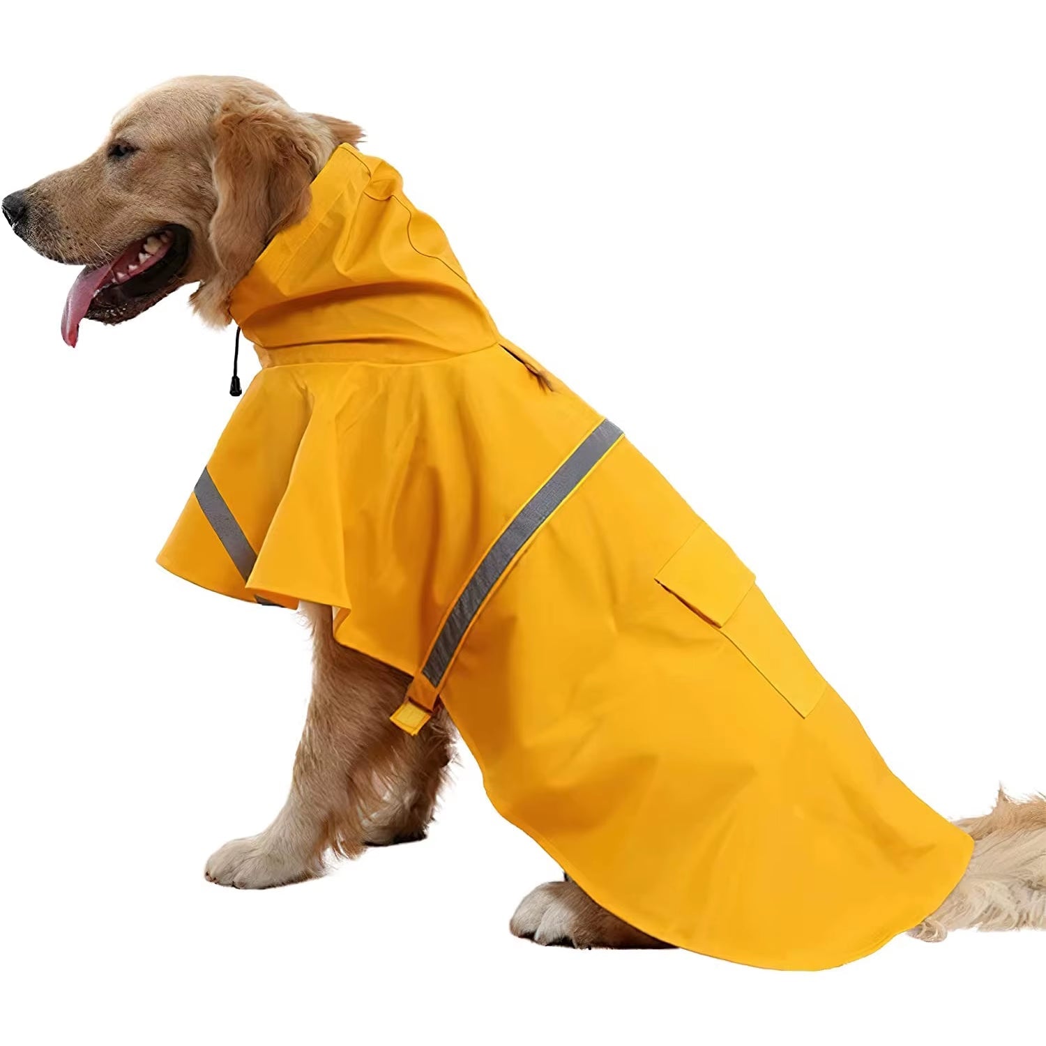 Fashionable Hooded Raincoat for Dogs - the perfect blend of comfort and safety with its reflective cape style!