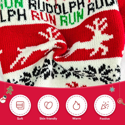 Dog Christmas Sweater Xmas Pet Clothes Cute Reindeer Christmas Dog Costume Outfits Holiday Knitwear Puppy Cat Jumpers New Year Gifts for Small Medium Large Dogs(Red Runing Deer,Xs)