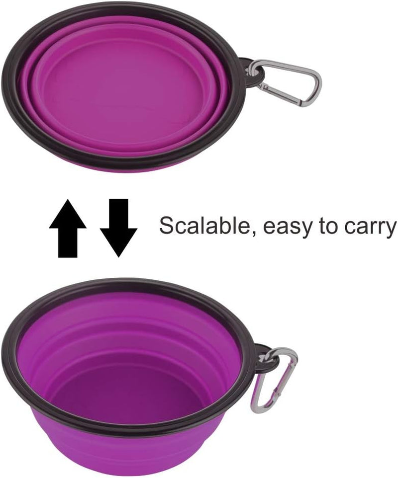 Large Collapsible Dog Bowls, 34Oz Travel Water Food Bowls Portable Foldable Collapse Dishes with Carabiner Clip, 2 Pack