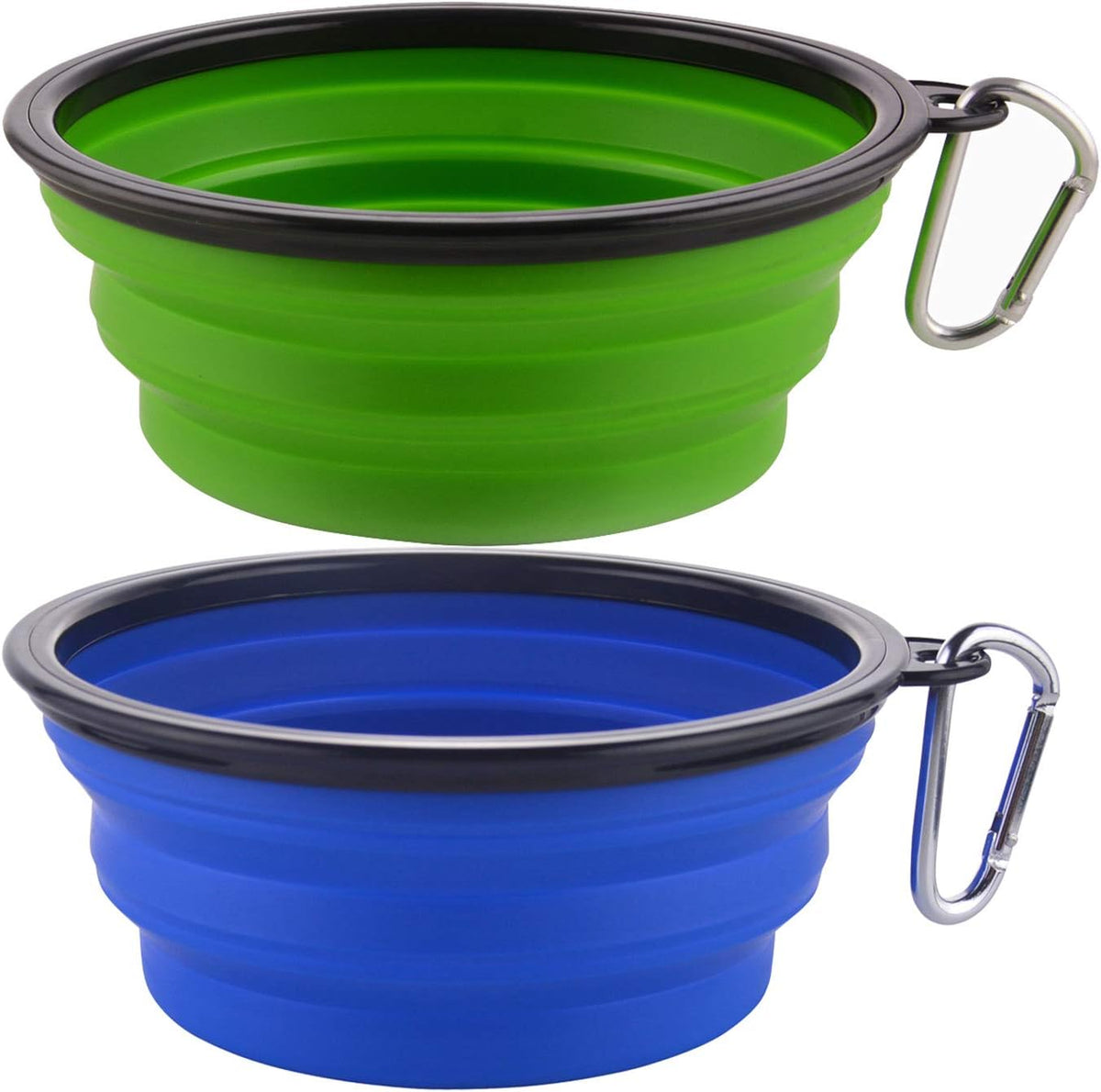 Large Collapsible Dog Bowls, 34Oz Travel Water Food Bowls Portable Foldable Collapse Dishes with Carabiner Clip, 2 Pack