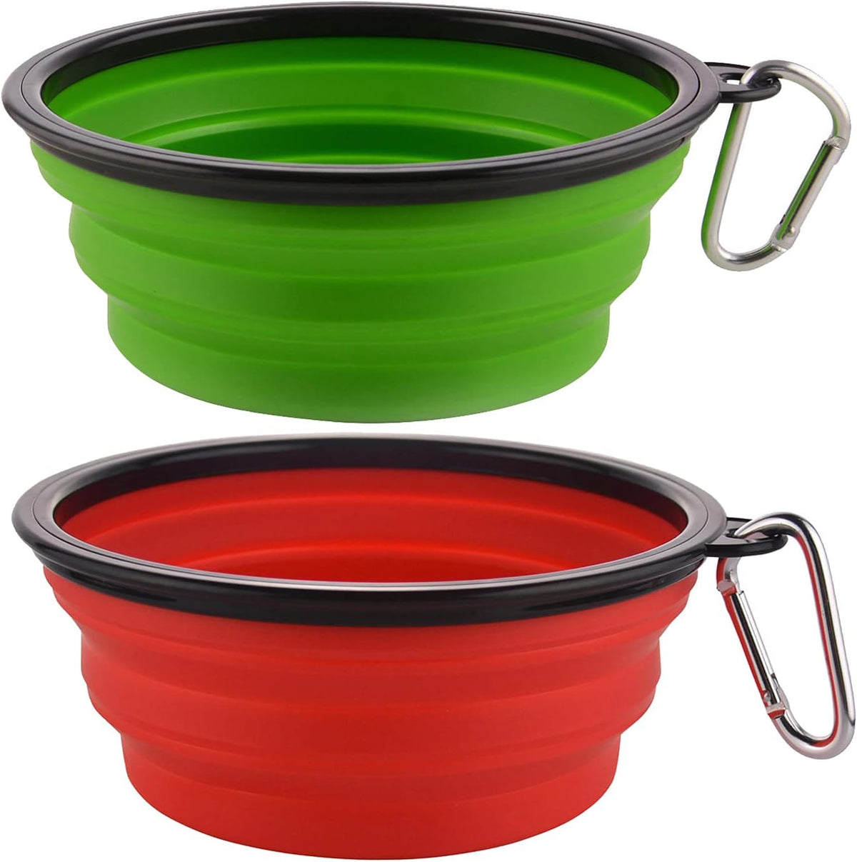 Large Collapsible Dog Bowls, 34Oz Travel Water Food Bowls Portable Foldable Collapse Dishes with Carabiner Clip, 2 Pack