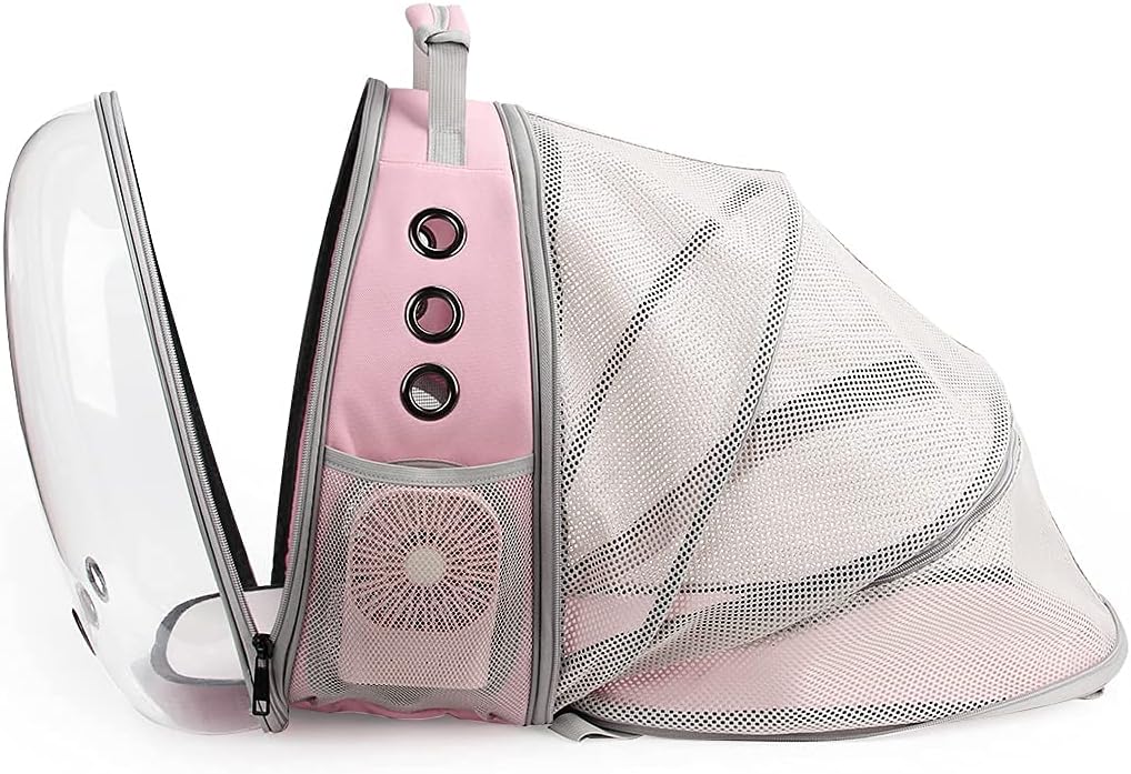 Cat Carrier Backpack, Expandable Bubble Pet Carrier for Cats and Small Dogs, Airline Approved Travel Backpack for Hiking, Walking & Outdoor Adventures - Supports up to 14 Lbs