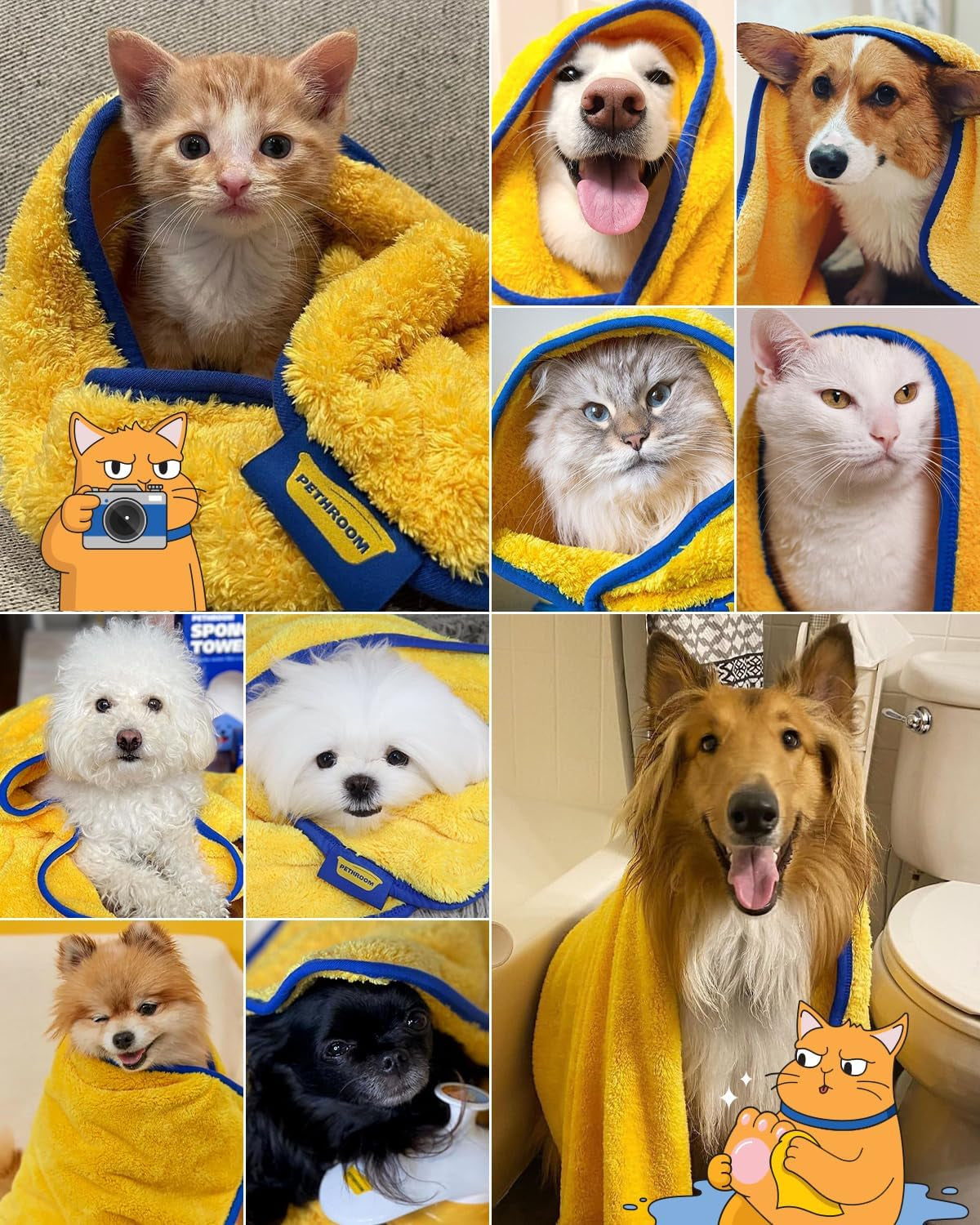 Ultra Absorbent Pet Towel | Quick-Drying, Soft Microfiber Dog & Cat Bath Towel | Lightweight, Durable, Fast Water-Soaking | Ideal for All Breeds (Medium) 15.7" X 31.5"