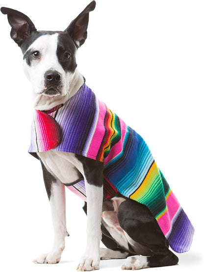 Dog Clothes - Handmade Dog Poncho from Authentic Mexican Blanket (Pink, XXL)