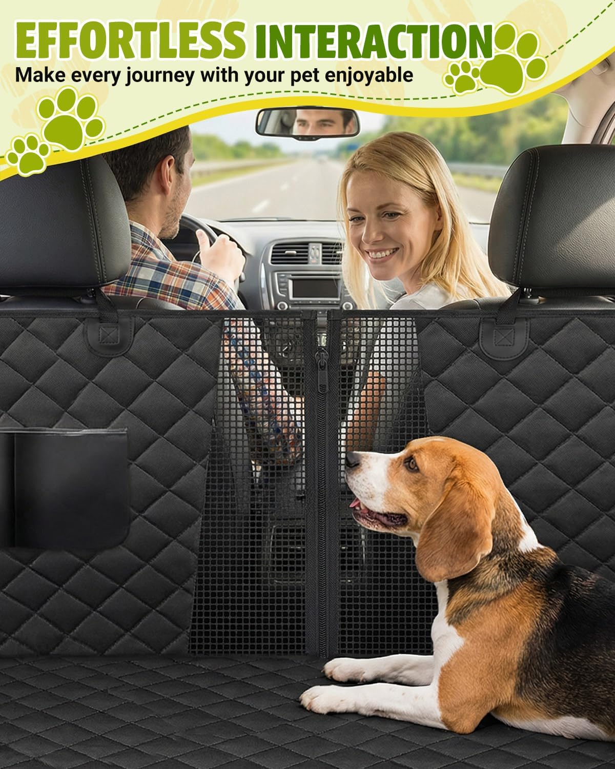 Dog Car Seat Cover, 600D Heavy Duty, Waterproof, Anti-Scratch, Nonslip, Hammock with Seatbelt