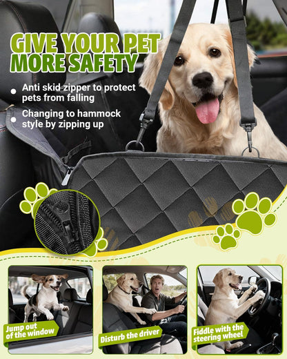 Dog Car Seat Cover, 600D Heavy Duty, Waterproof, Anti-Scratch, Nonslip, Hammock with Seatbelt