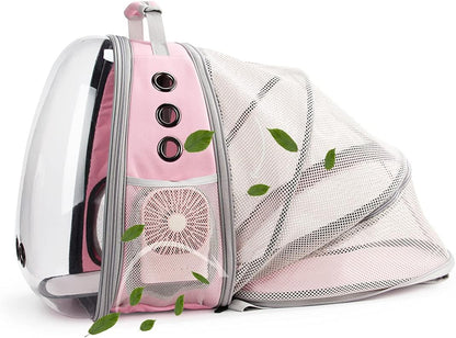 Cat Carrier Backpack, Expandable Bubble Pet Carrier for Cats and Small Dogs, Airline Approved Travel Backpack for Hiking, Walking & Outdoor Adventures - Supports up to 14 Lbs