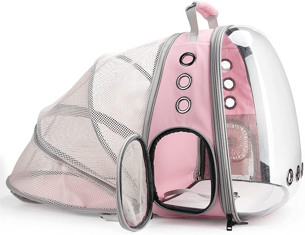 Cat Carrier Backpack, Expandable Bubble Pet Carrier for Cats and Small Dogs, Airline Approved Travel Backpack for Hiking, Walking & Outdoor Adventures - Supports up to 14 Lbs