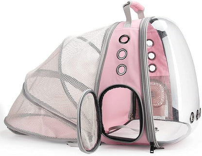 Cat Carrier Backpack, Expandable Bubble Pet Carrier for Cats and Small Dogs, Airline Approved Travel Backpack for Hiking, Walking & Outdoor Adventures - Supports up to 14 Lbs