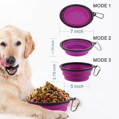 Large Collapsible Dog Bowls, 34Oz Travel Water Food Bowls Portable Foldable Collapse Dishes with Carabiner Clip, 2 Pack