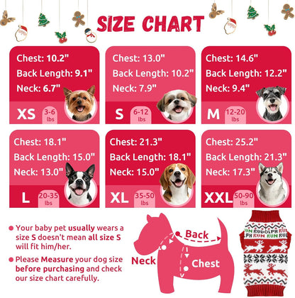 Dog Christmas Sweater Xmas Pet Clothes Cute Reindeer Christmas Dog Costume Outfits Holiday Knitwear Puppy Cat Jumpers New Year Gifts for Small Medium Large Dogs(Red Runing Deer,Xs)