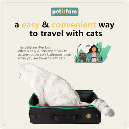 Portable Cat Travel Mobile Litter Box for Medium Cats and Kitties. Leak-Proof, Sturdy, Lightweight, Easy to Clean